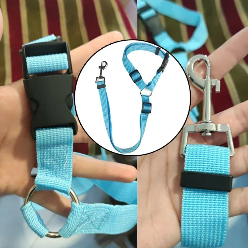 Adjustable Pet Car Seat Belt – Two-in-One Safety Leash for Dogs & Cats