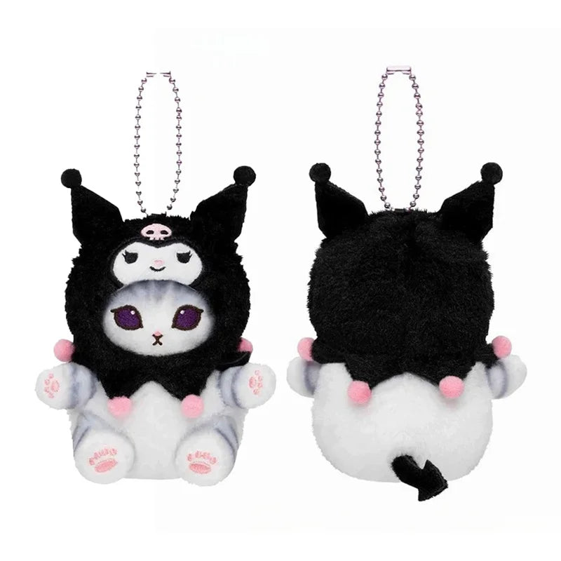 Kawaii Mofusand x Sanrio Plush Keychain – Hello Kitty, Kuromi & Hanyodon Backpack Pendant